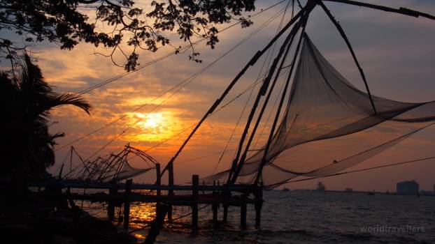 Kochi (Cochin) - De Chinese vissersnetten in Kochi
