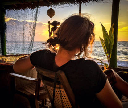 Hikkaduwa - Uitzicht van het restaurant 'parrot's Paradise'