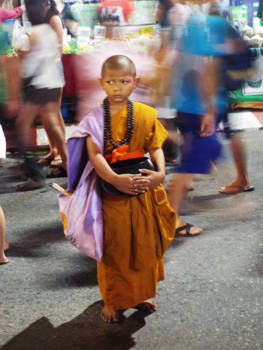 Chiang Mai - Young monk at Loy Krathong festival