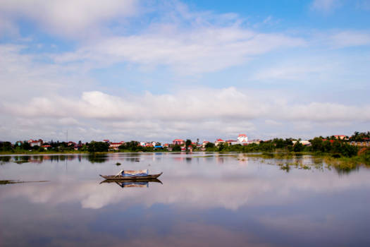 Cambodja - Vrij naar Johannes Vermeers gezicht op Delft. "gezicht op Kratie".