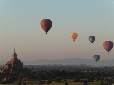 Myanmar - Balloons over Bagan