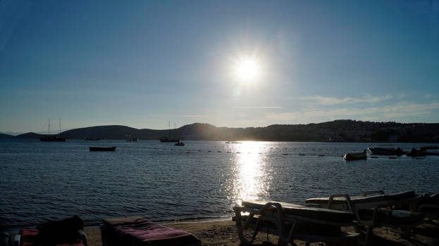 Turkije - De avondzon over Gumbet.