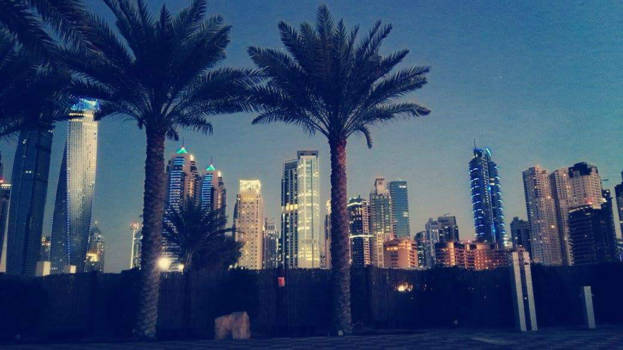 Dubai - Gebouwen tijdens zonsondergang