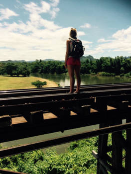 Kanchanaburi - On the rail with a beautiful view