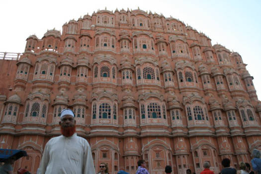 India - Jaipur, Hawa Mahal - façade Paleis der Winden