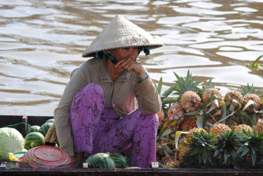 Vietnam - Drijvende marktverkoopster