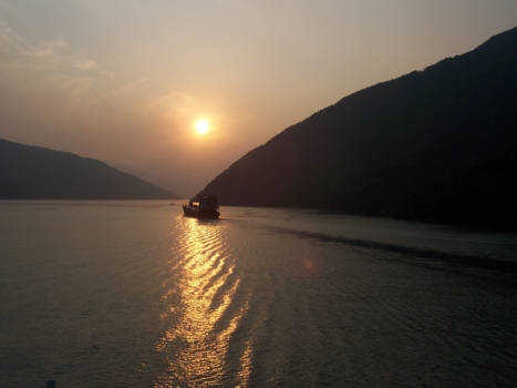 Yangtze rivier - Zonsondergang op de yangtze