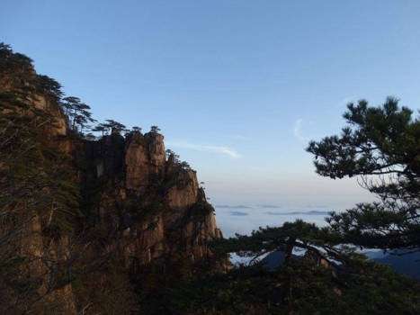 China - Sun rise on top of the Yellow Mountains