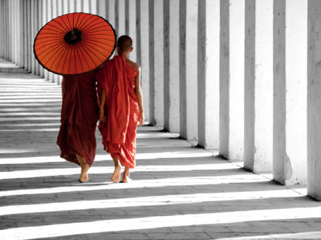 Myanmar - Walking in the monastery