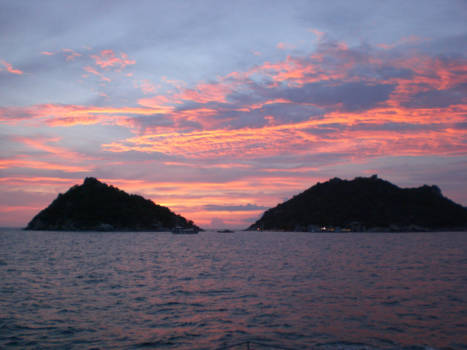 Koh Tao - Zonsondergang met uitzicht op nang yuan