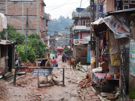Nepal - Typische Nepalese straat in Kathmandu