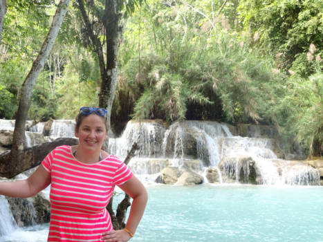 Kuang Si Waterval - Kleurrijk afsteken (nee t was geen fotowand ;) )