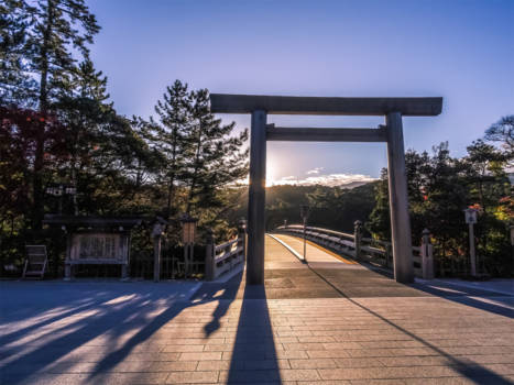 Japan - Ise Shrine: Main entrance torii