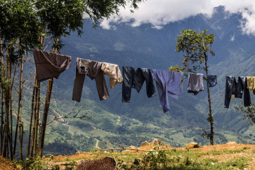 Vietnam - Kleren aan de waslijn in de bergen van Sapa
