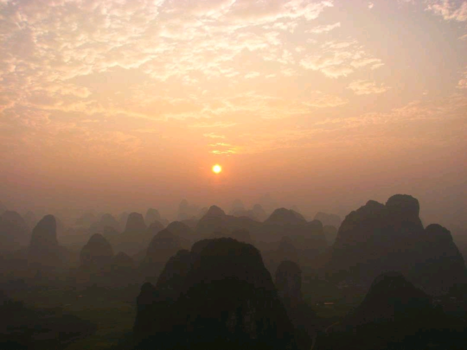 Yangshuo - Zonsopkomst vanuit een luchtballon
