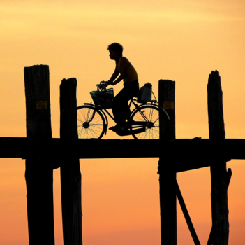 Myanmar - Op de fiets (Ubeins brug)