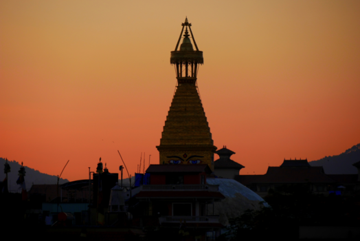 Nepal - Bodnath stupa watching sunset over Kathmandu