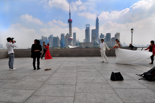 China - Happy on the Bund. Shanghai China.