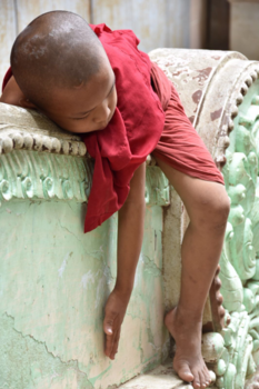 Myanmar - Resting after an intense morning at school.