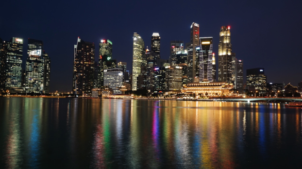 Singapore - Skyline in de avond