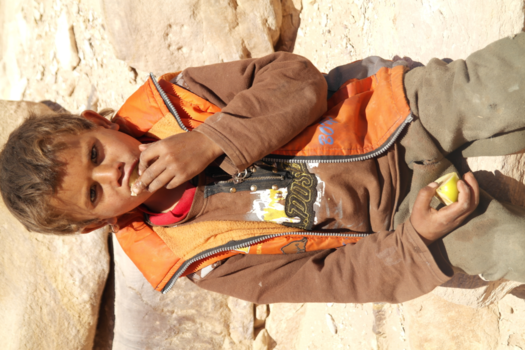 Jordanië - Petra, blij met een appel