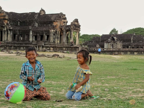 Angkor Wat - Playing kids at Angkor Wat, Cambodia
