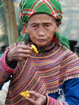 Rondreis Noord-Vietnam - Flower Mhong omaatje
