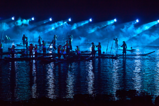 China - Yangshou lichtshow blau