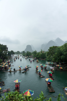 Yangshuo - Rainy day for tourism in Yangshuo, China.
