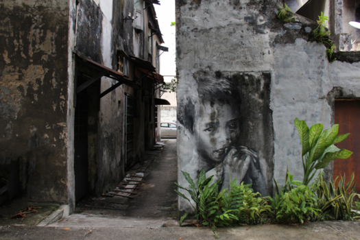 Georgetown (Maleisië) - Streetart huilend jongetje