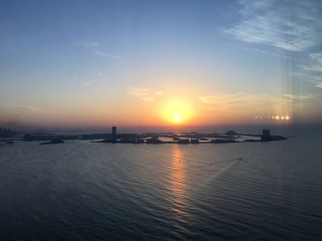 Dubai Mall - Zonsondergang achter palm eiland