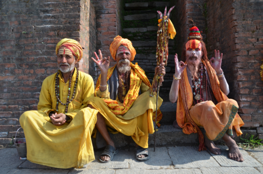 Kathmandu - Sadhus bij de Pashupatinath tempel in Kathmandu, Nepal