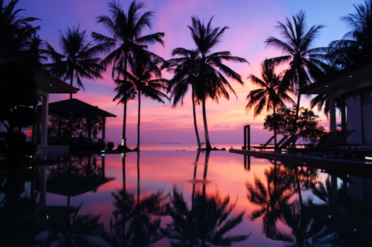 Koh Samui - Reflectie van een prachtige zonsondergang op Koh Samui, Thailand