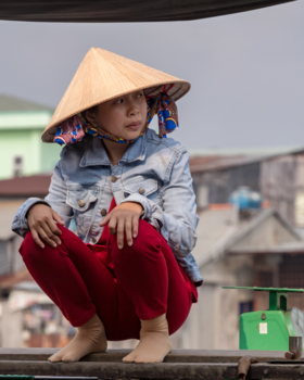 Vietnam - Even uitrusten op de floatting market