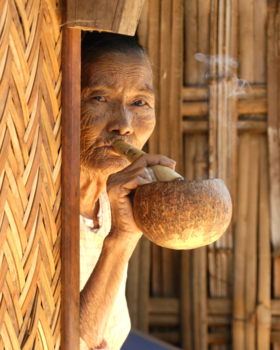 Myanmar - Burmese classy way of smoking
