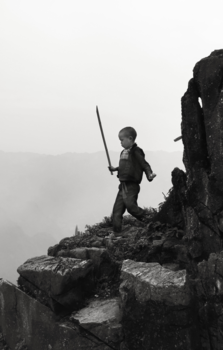 Ha Giang - Hmong kid going higher grounds