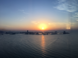 Dubai Mall - Zonsondergang achter palm eiland